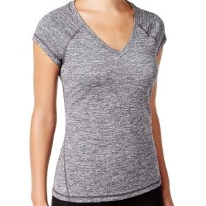 New Ideology Rapidry Performance V Neck Tee Large Grey Heathered Short Sleeve